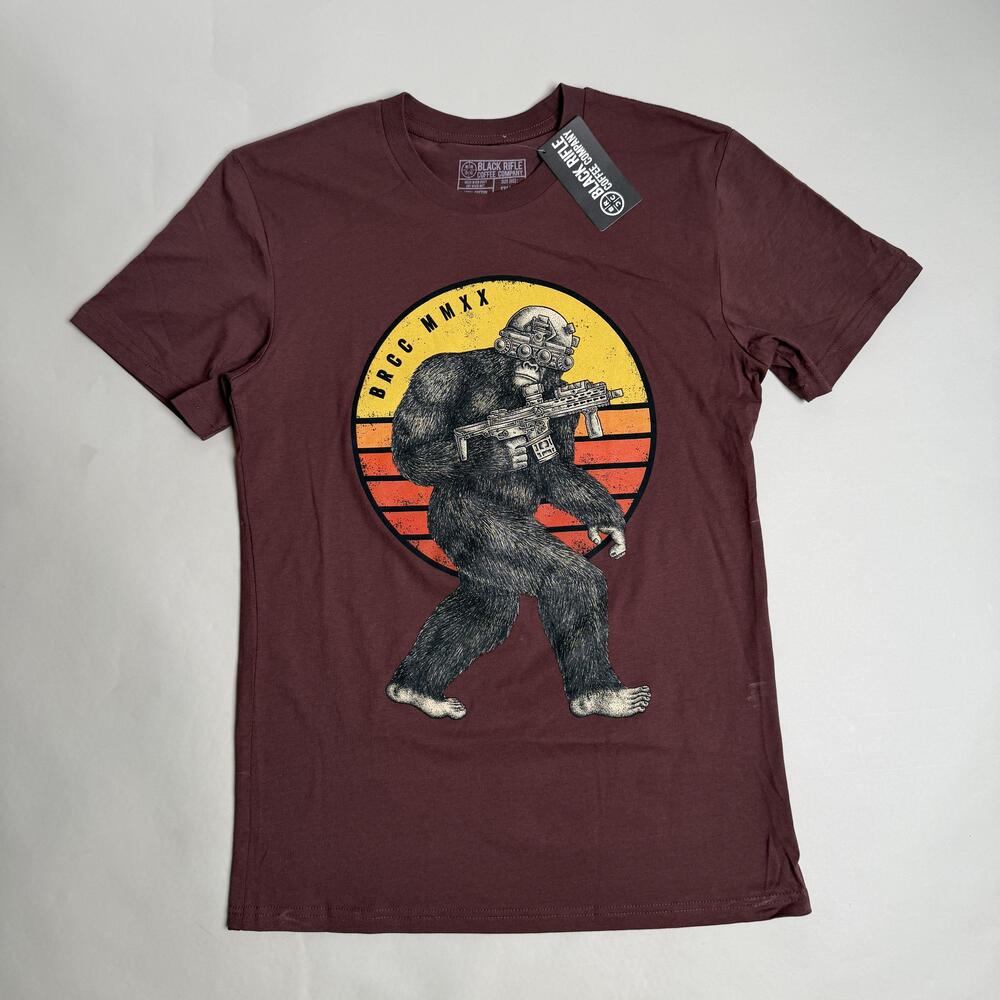 Black Rifle Coffee Company Tactisquatch Bigfoot Shirt Mens Small Brown Tee